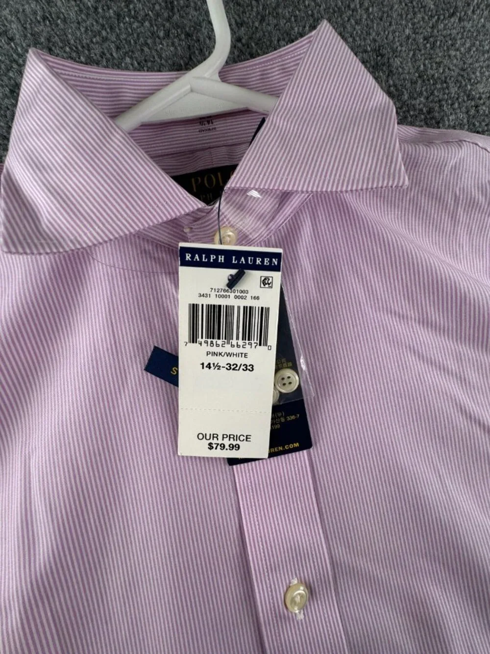 NWT Polo Ralph Lauren Pink Classic Fit Easy Care Cotton Stretch 14.5 32/33